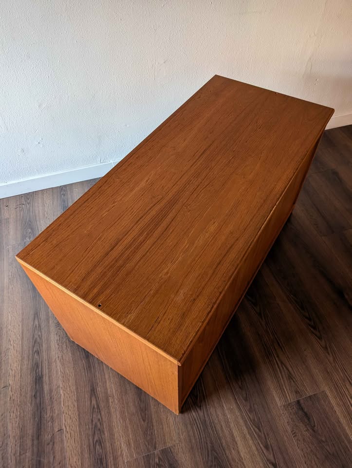 Danish Modern Teak Record Player Credenza & Vinyl Storage