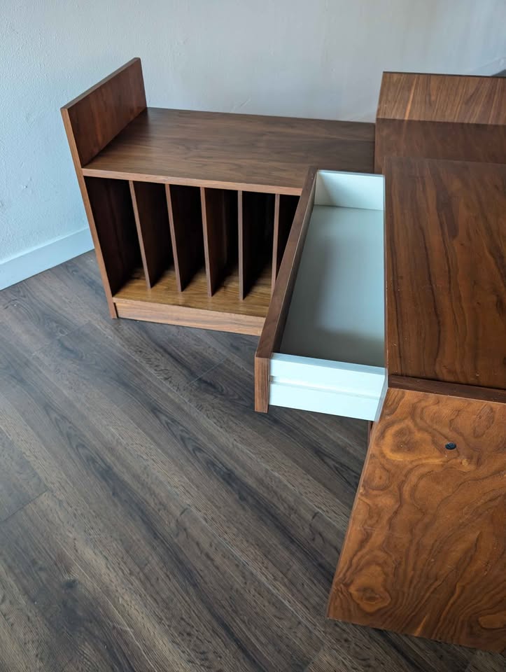 MCM Modular Scandinavian Walnut Record Player Credenza
