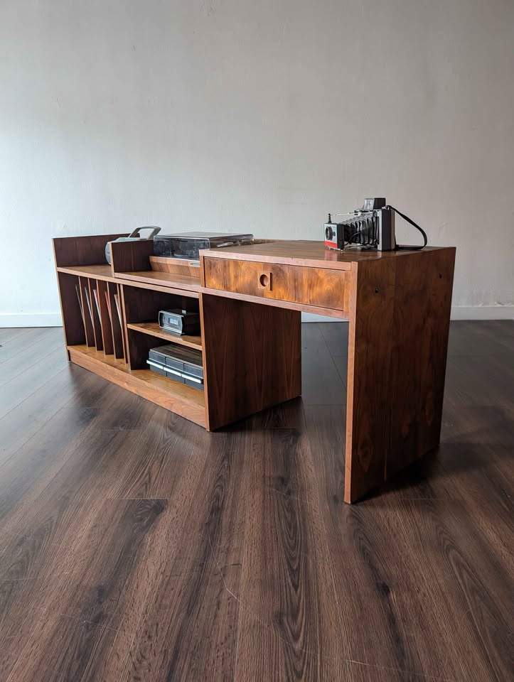 MCM Modular Scandinavian Walnut Record Player Credenza