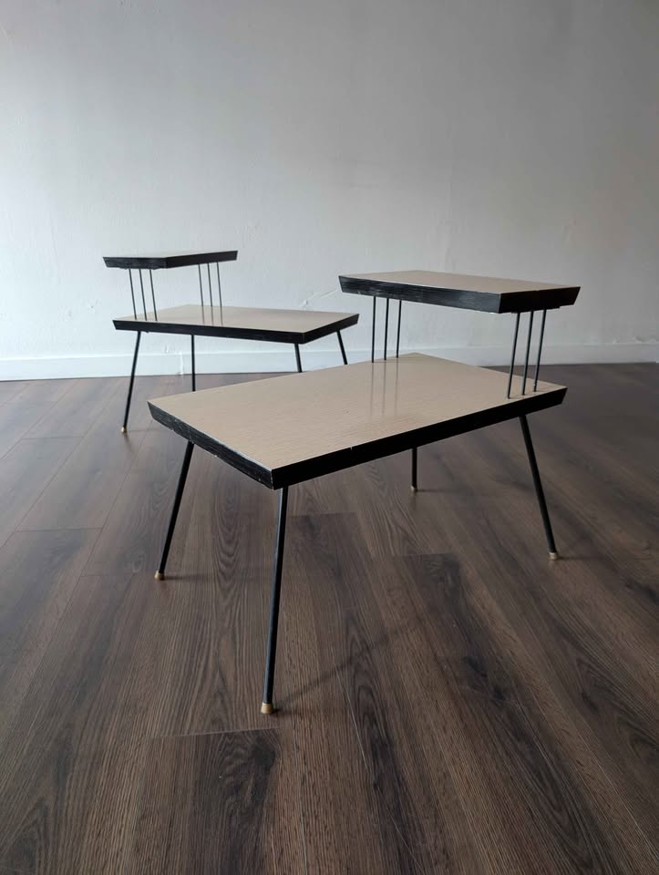 Pair of MCM Laminate Top Step Tables