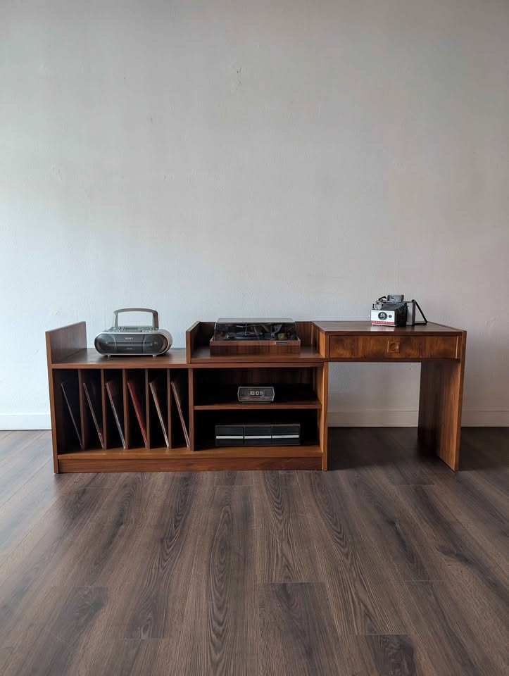 MCM Modular Scandinavian Walnut Record Player Credenza