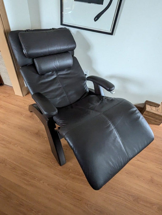 Brown Leather Perfect Chair Zero Gravity Recliner by Human Touch