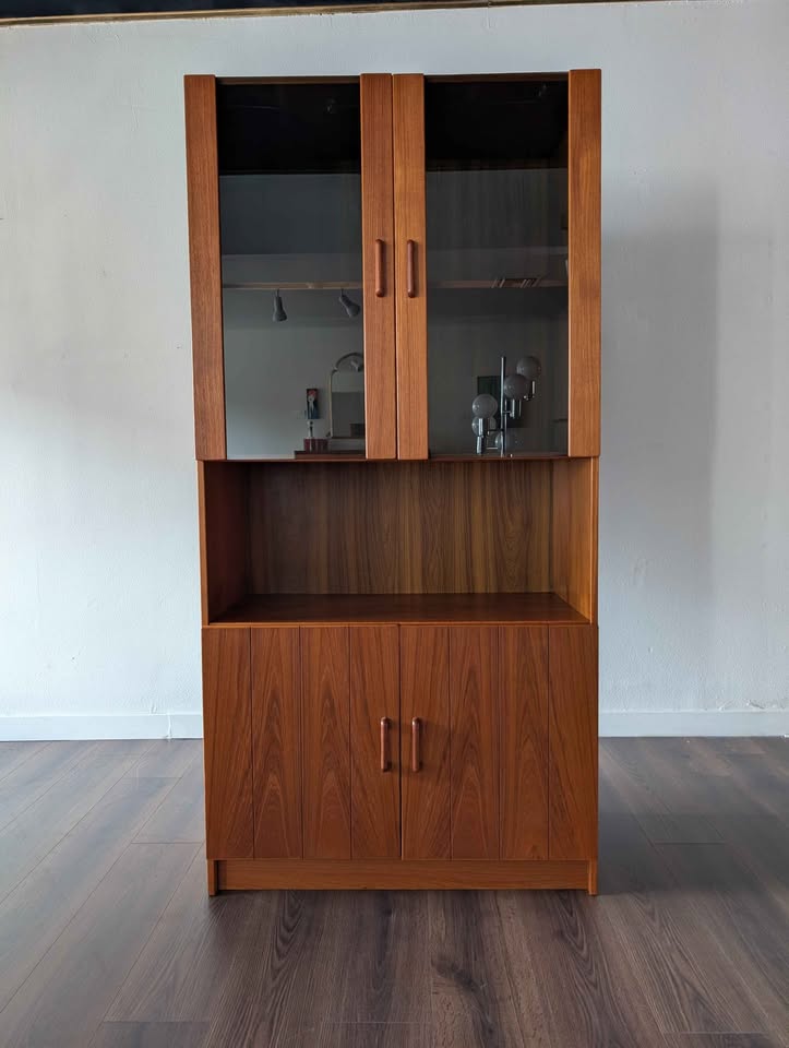 Danish Modern MCM Teak China Hutch Cabinet