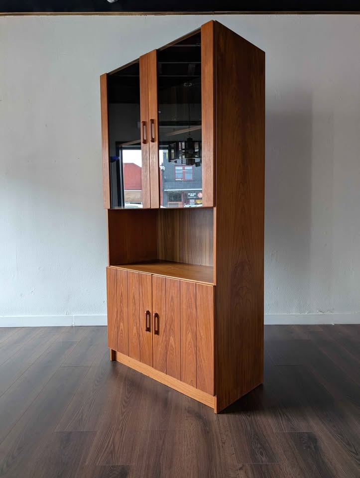 Danish Modern MCM Teak China Hutch Cabinet