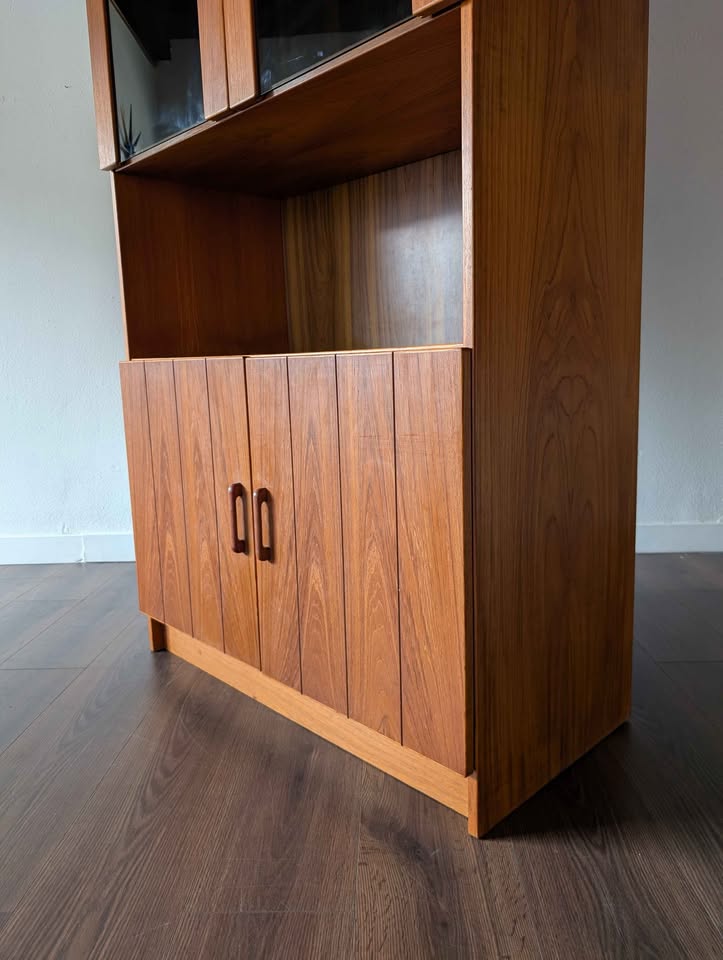 Danish Modern MCM Teak China Hutch Cabinet