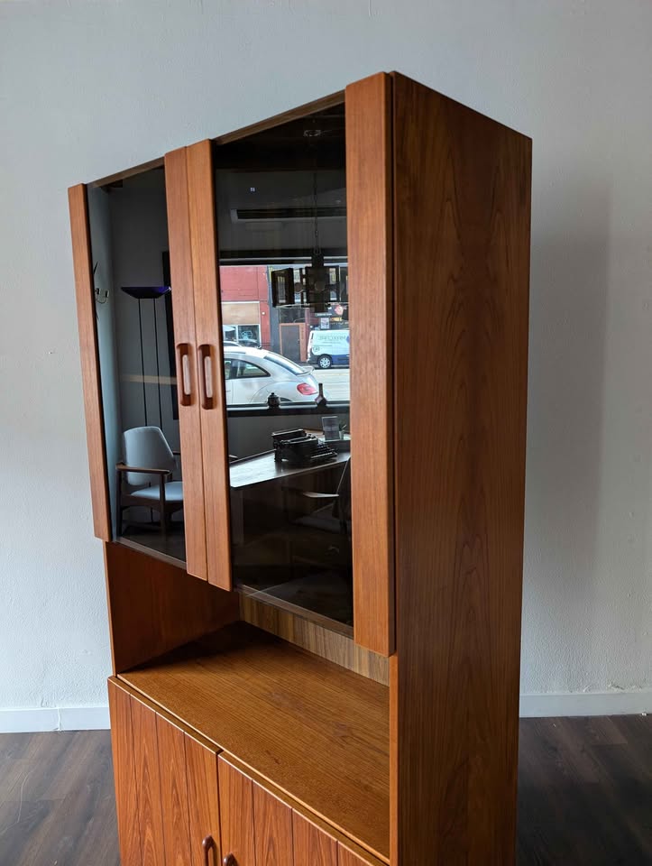 Danish Modern MCM Teak China Hutch Cabinet