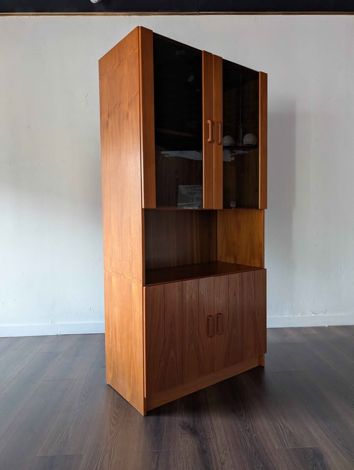 Danish Modern MCM Teak China Hutch Cabinet