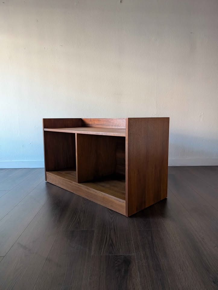 Danish Modern Walnut Record Player Credenza & Vinyl Storage
