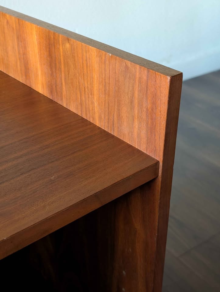 Danish Modern Walnut Record Player Credenza & Vinyl Storage