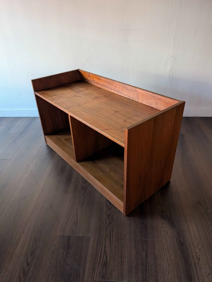 Danish Modern Walnut Record Player Credenza & Vinyl Storage