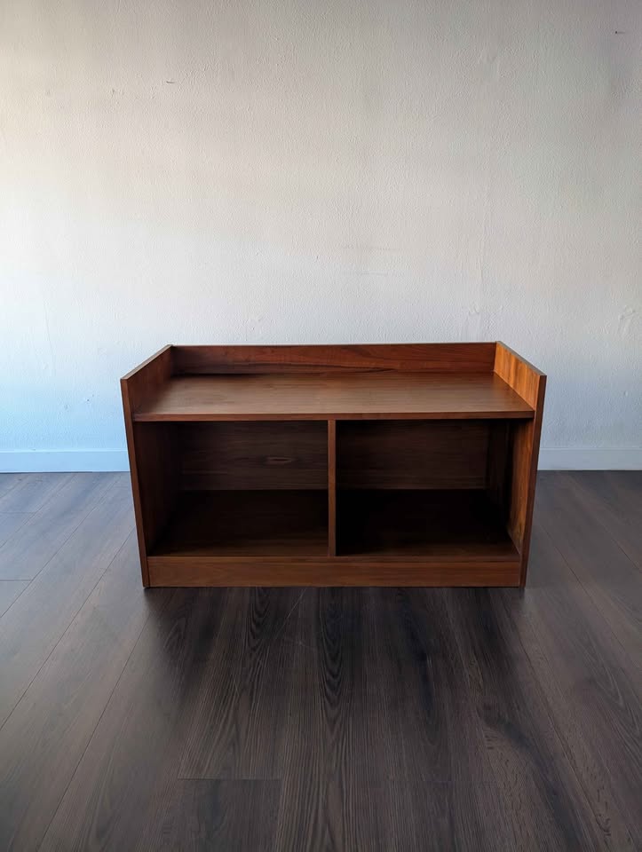 Danish Modern Walnut Record Player Credenza & Vinyl Storage