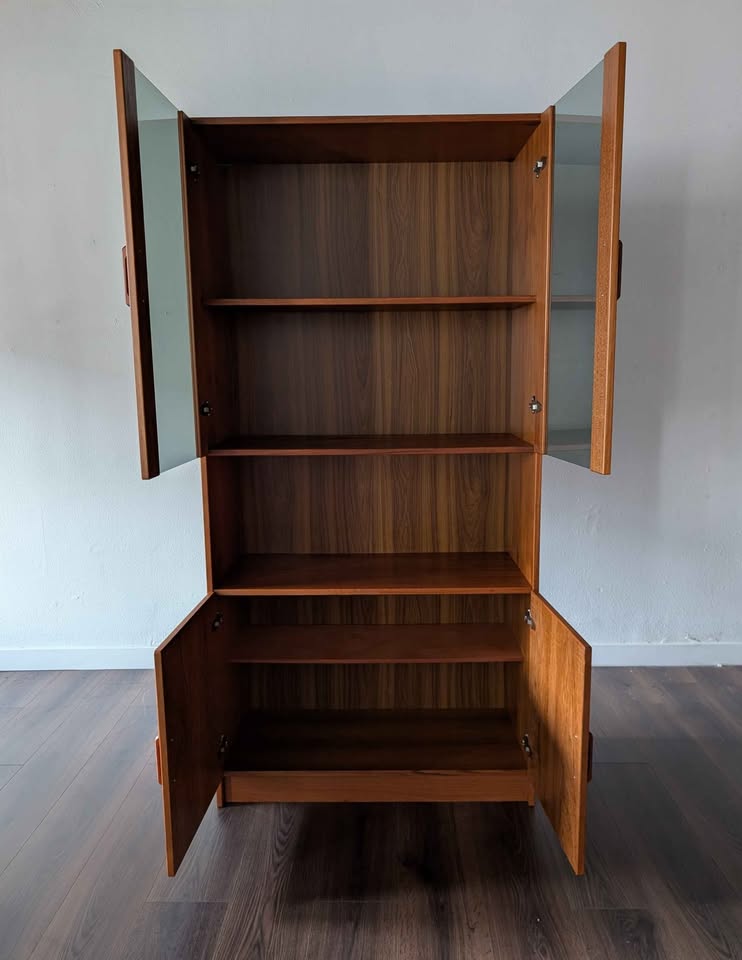 Danish Modern MCM Teak China Hutch Cabinet