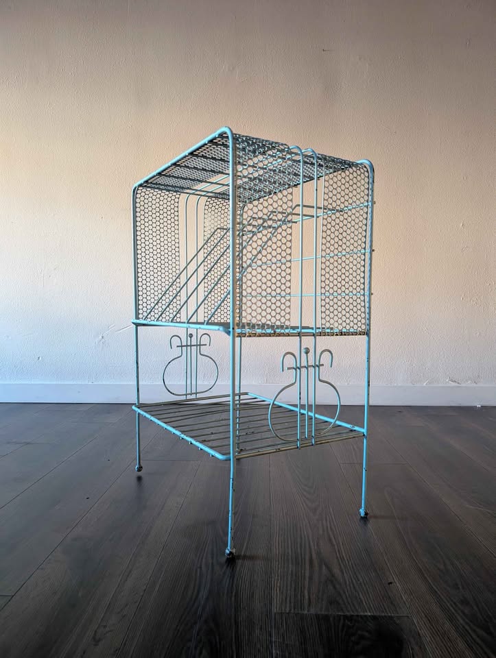 Vintage MCM Metal Record Player Stand & Vinyl Storage