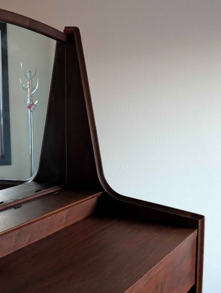 MCM Mirrored Walnut Highboy by Dillingham