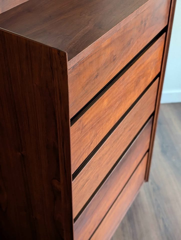 MCM Mirrored Walnut Highboy by Dillingham