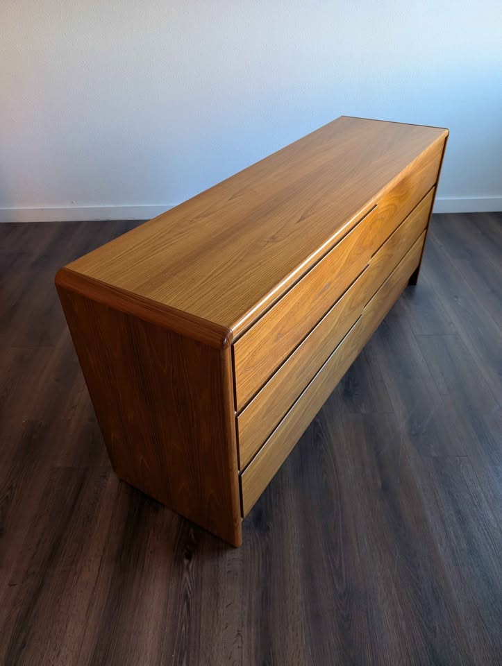 Danish Modern Teak 6 Drawer Lowboy Dresser