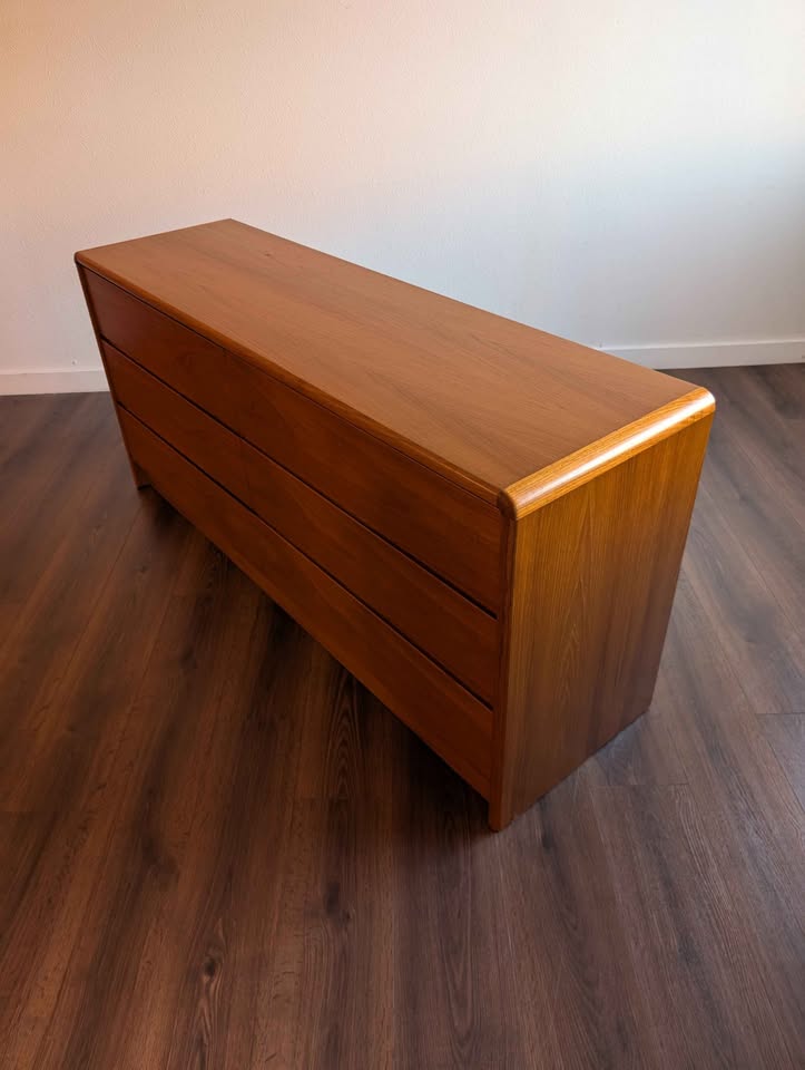 Danish Modern Teak 6 Drawer Lowboy Dresser