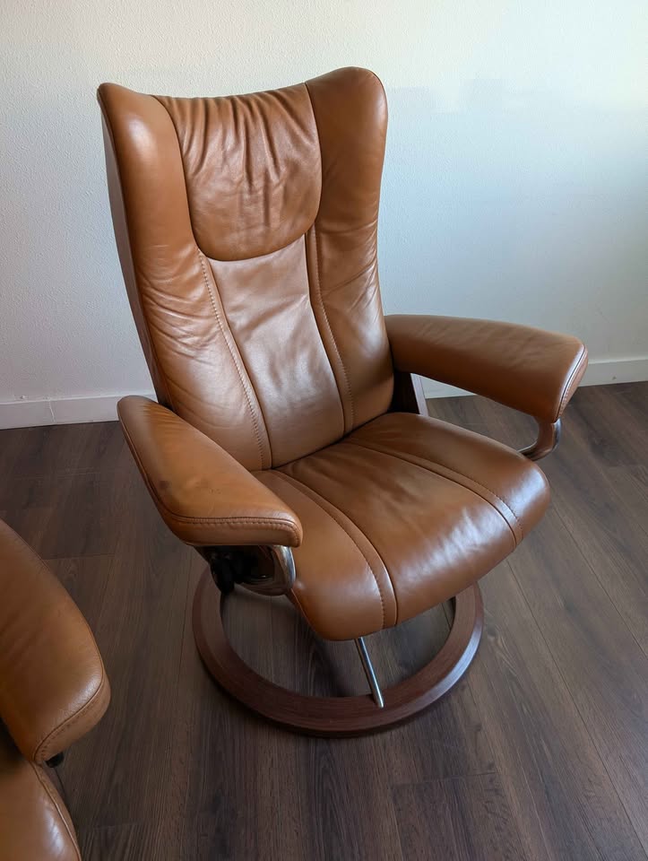 His & Hers Ekornes Stressless Wing Recliners