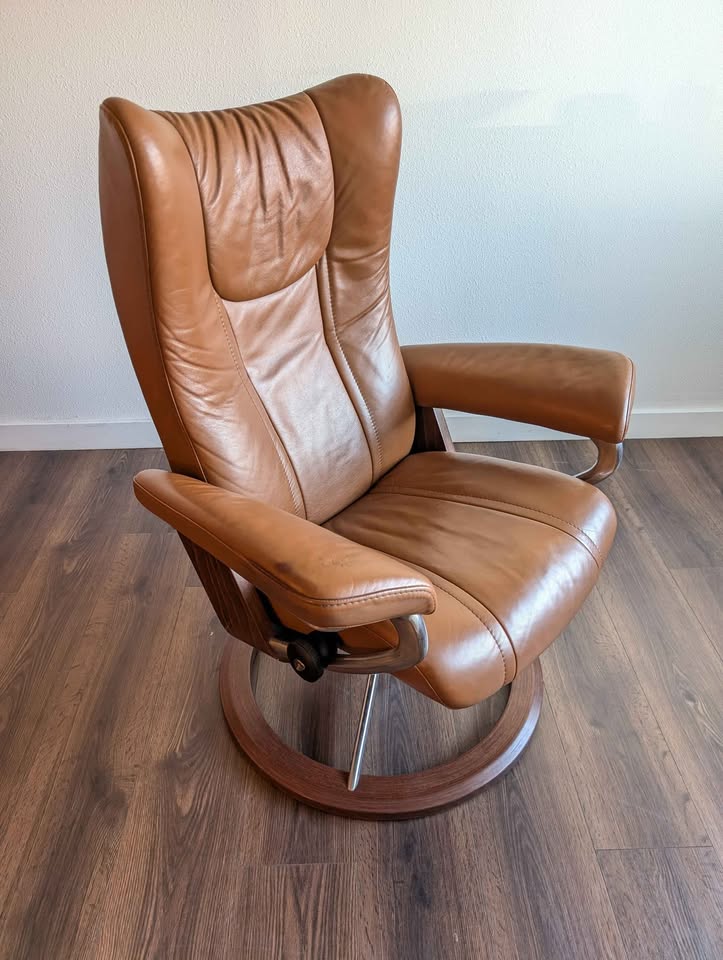 His & Hers Ekornes Stressless Wing Recliners
