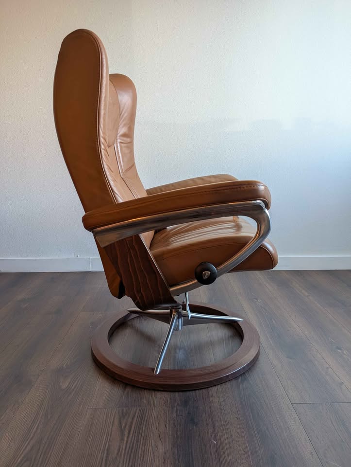Camel Brown Leather Stressless Wing Recliner by Ekornes
