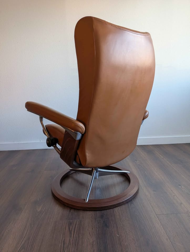 Camel Brown Leather Stressless Wing Recliner by Ekornes