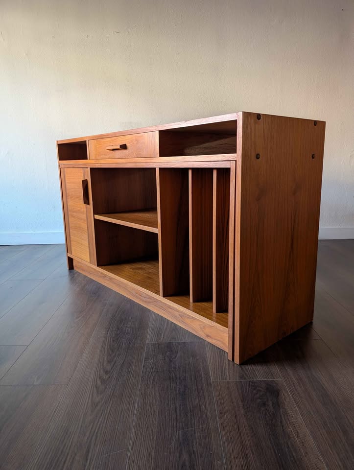 Teak Expanding Record Cabinet