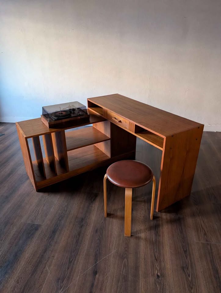 Teak Expanding Record Cabinet