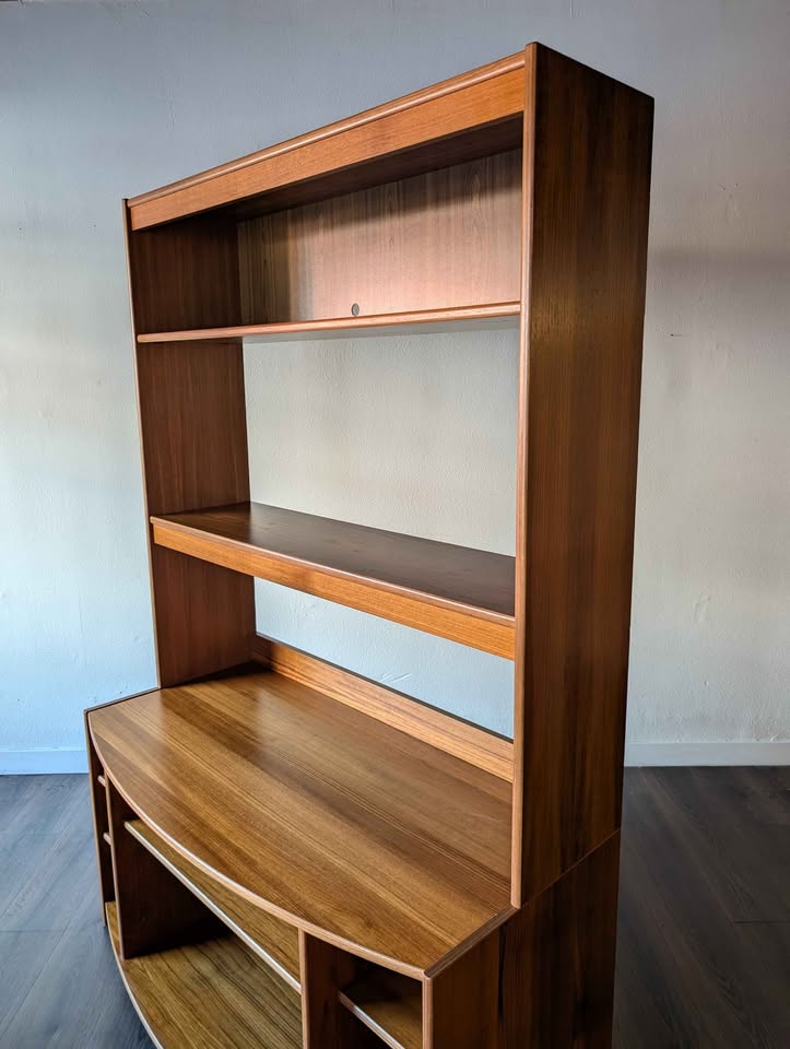Teak Record Player Media Credenza & Hutch