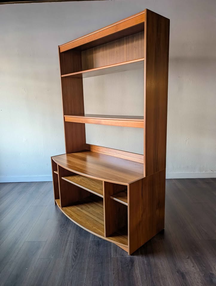 Teak Record Player Media Credenza & Hutch