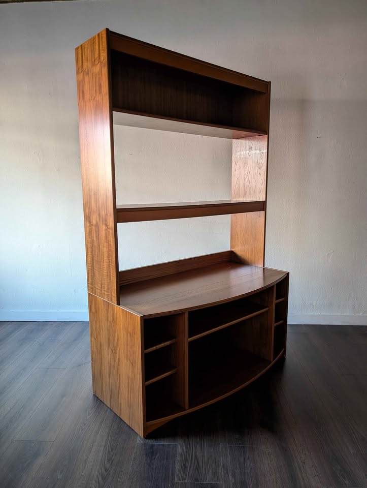 Teak Record Player Media Credenza & Hutch