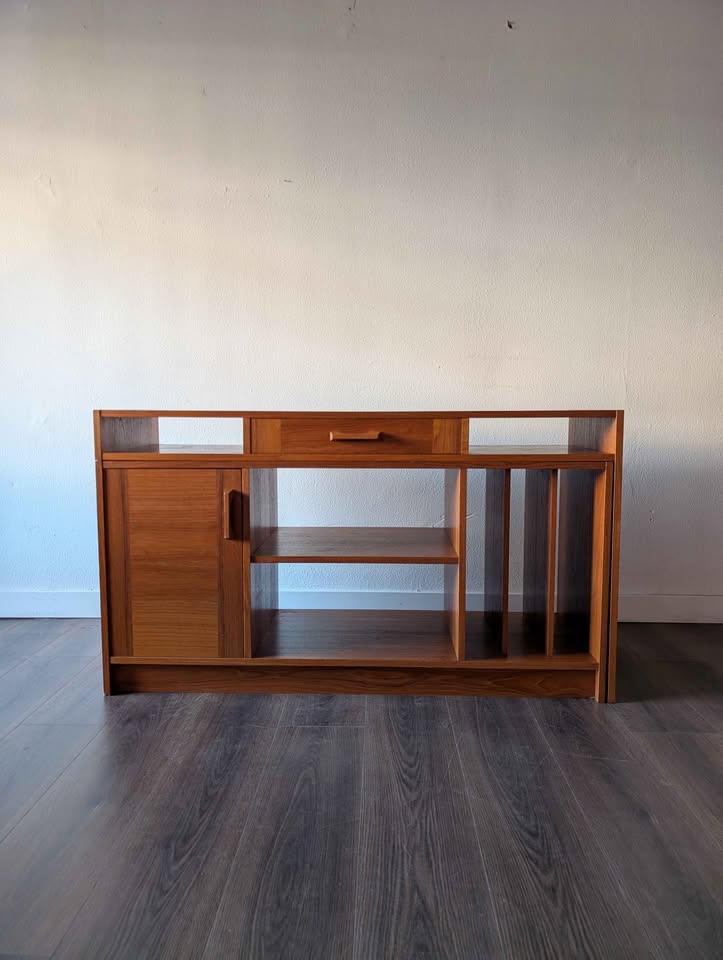 Teak Expanding Record Cabinet