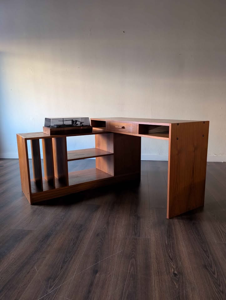 Teak Expanding Record Cabinet