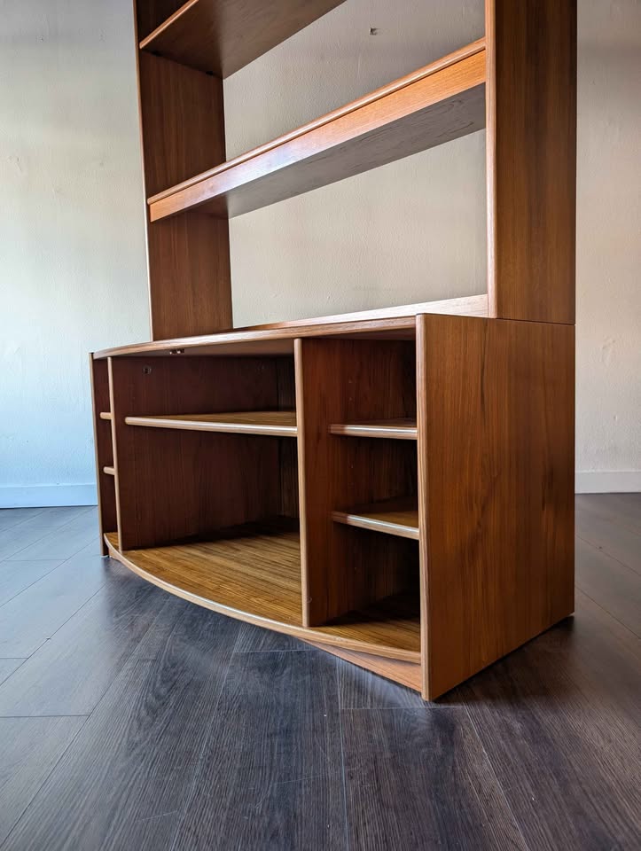Teak Record Player Media Credenza & Hutch