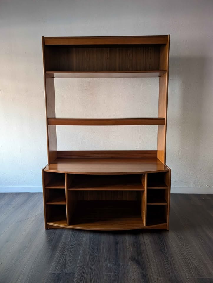 Teak Record Player Media Credenza & Hutch