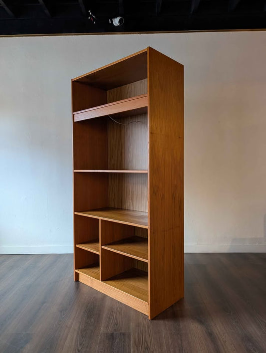 Danish Modern Teak Light up Media Shelf