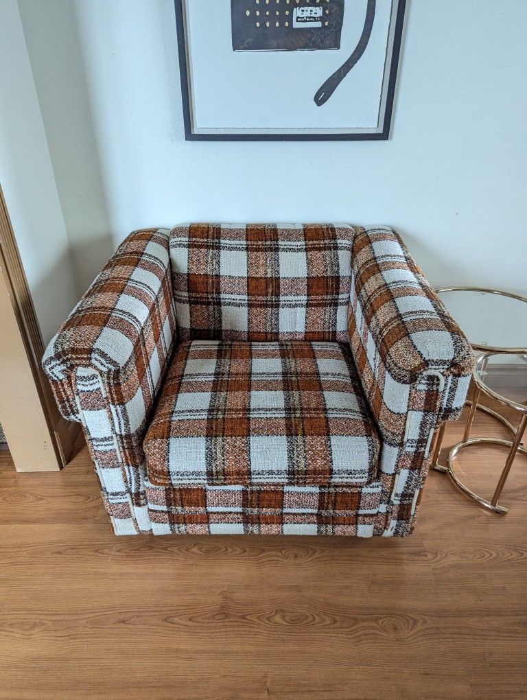 MCM Plaid Club Lounge Chair & Ottoman by Stanton Ind.