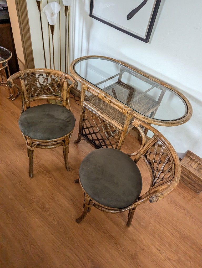 Bamboo & Rattan Boho Honeymoon Breakfast Dining Table
