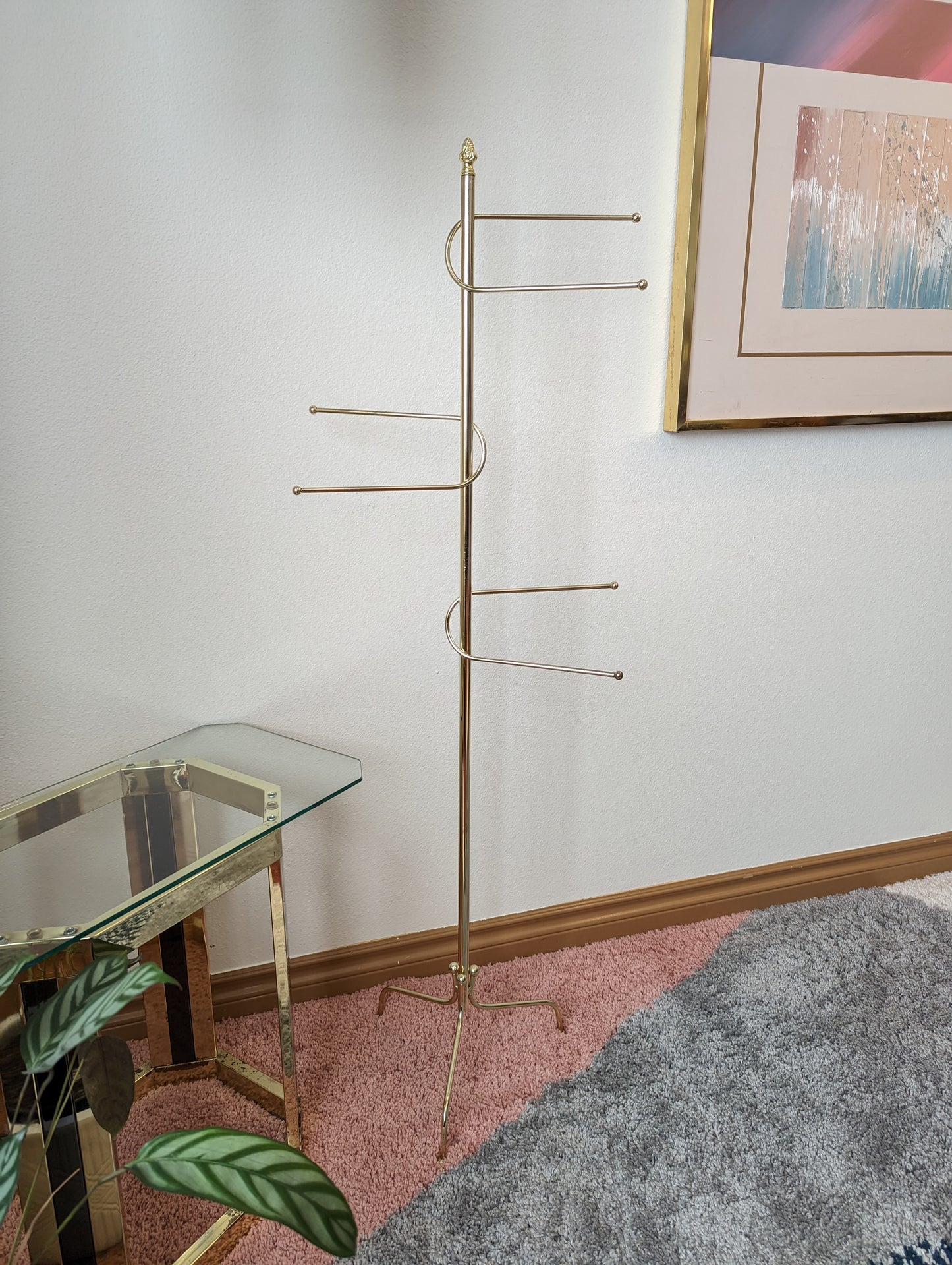 Gorgeous Vintage Postmodern Brass Hat Scarf Rack Stand 80s 90s