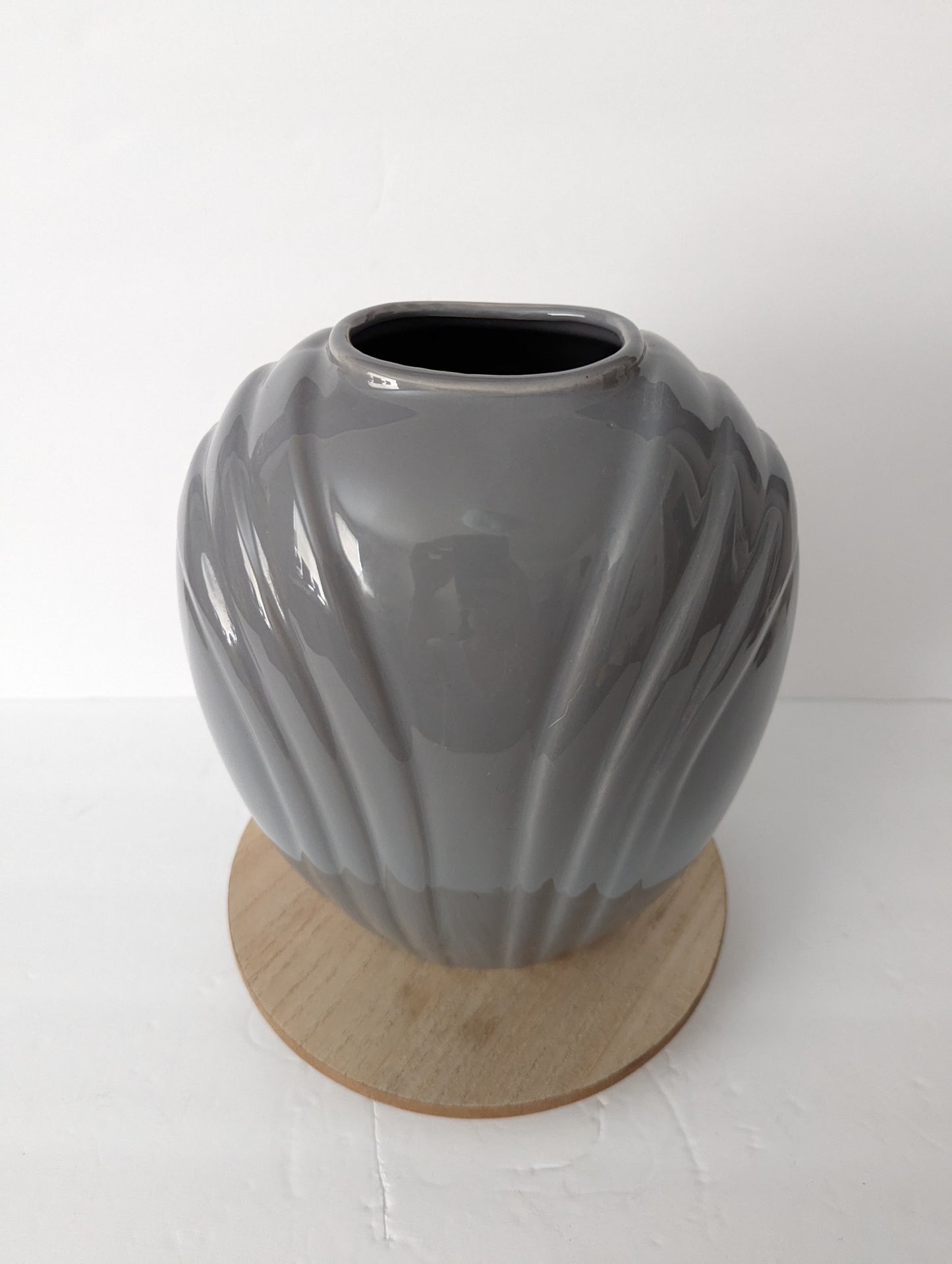 Postmodern Vase Art Deco Revival Ceramic in Gray