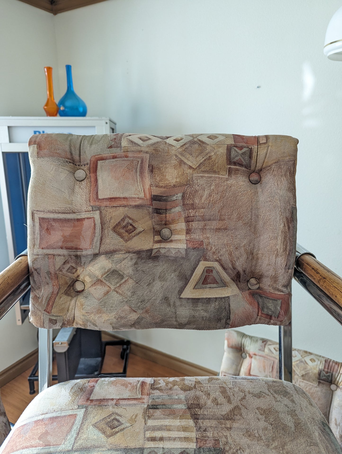 MCM Cleo Baldon Style Dining Chairs Set of 6 Chrome & Wood