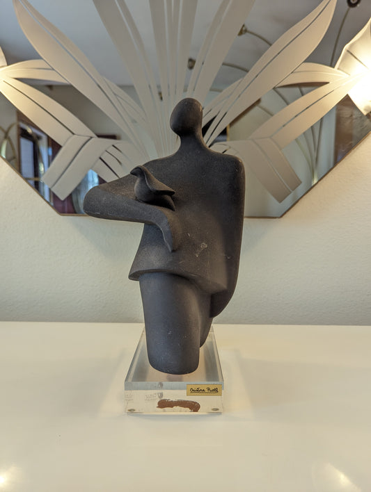 Woman & Bird Statue by Cristina Puell Signed