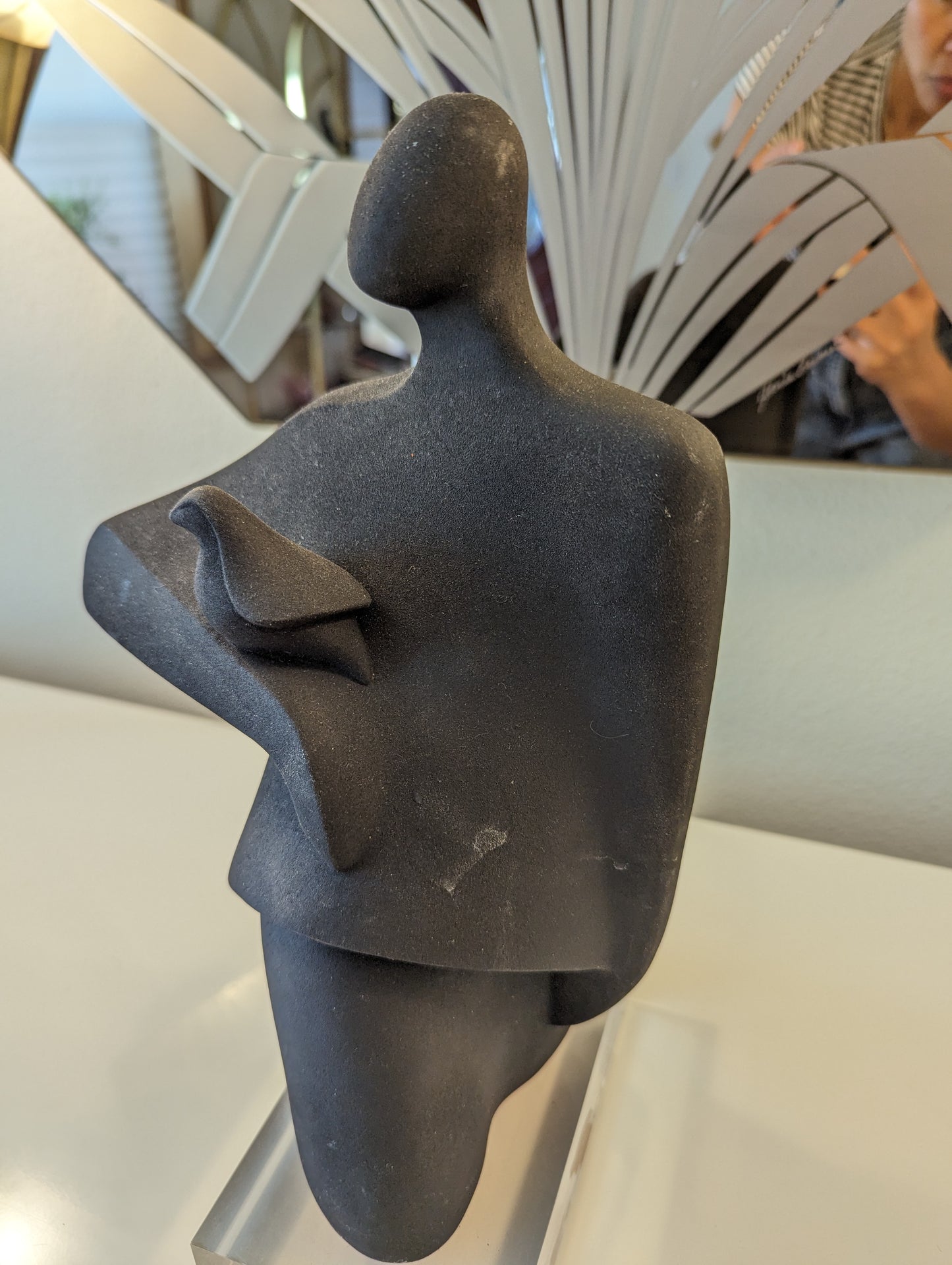 Woman & Bird Statue by Cristina Puell Signed