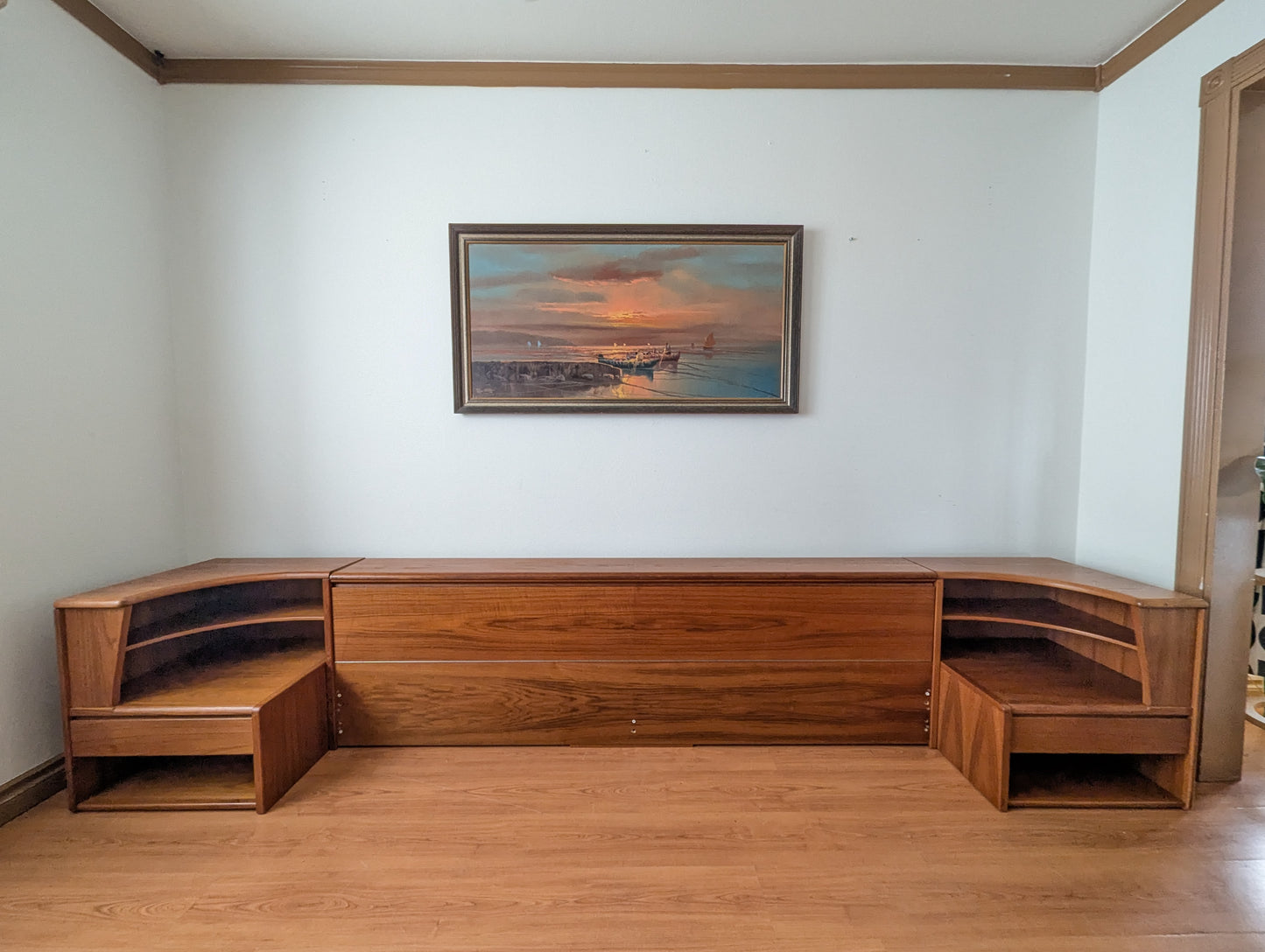 Mid Century Modern Danish Teak King Bed and Nightstands