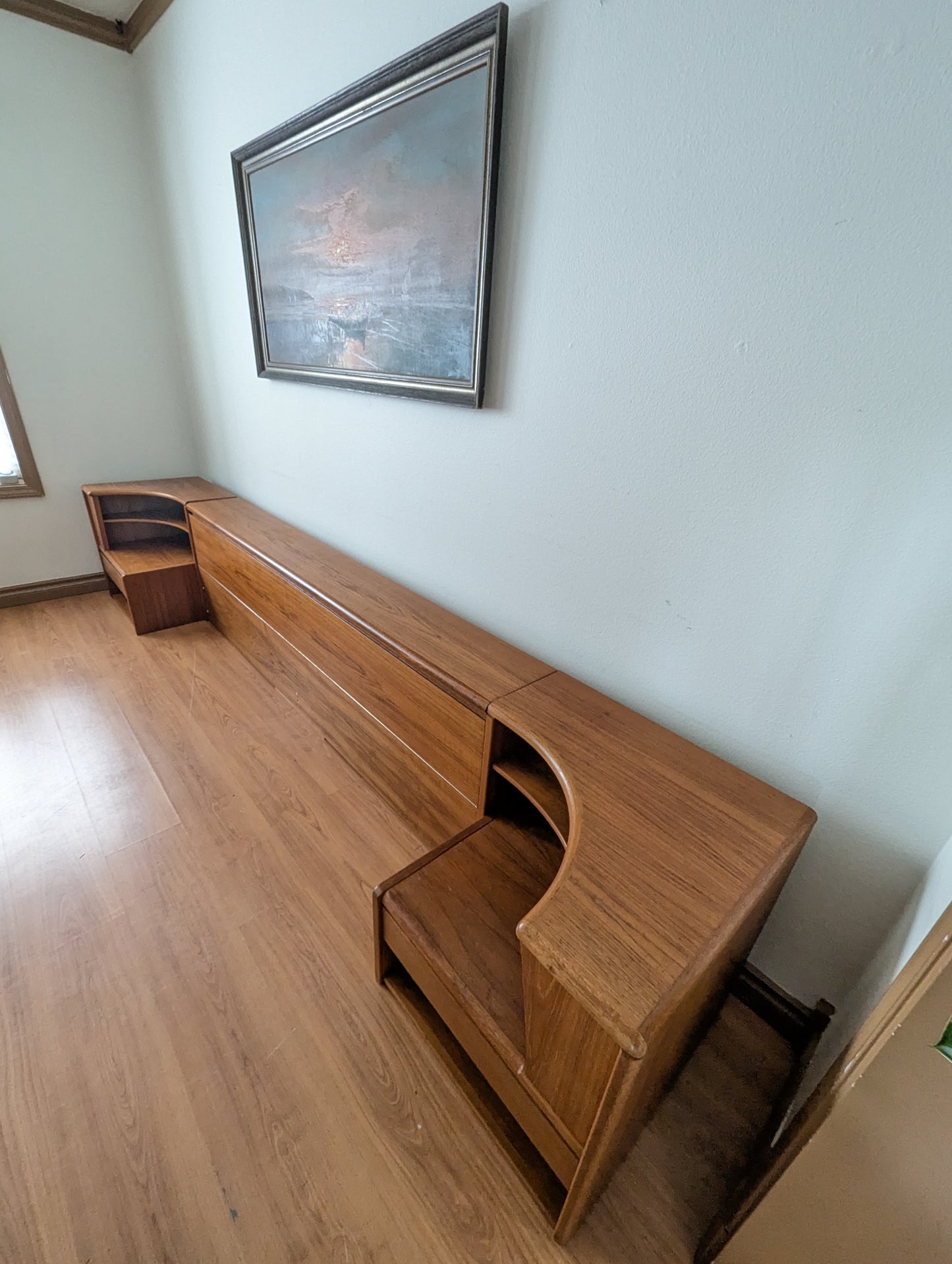 Mid Century Modern Danish Teak King Bed and Nightstands