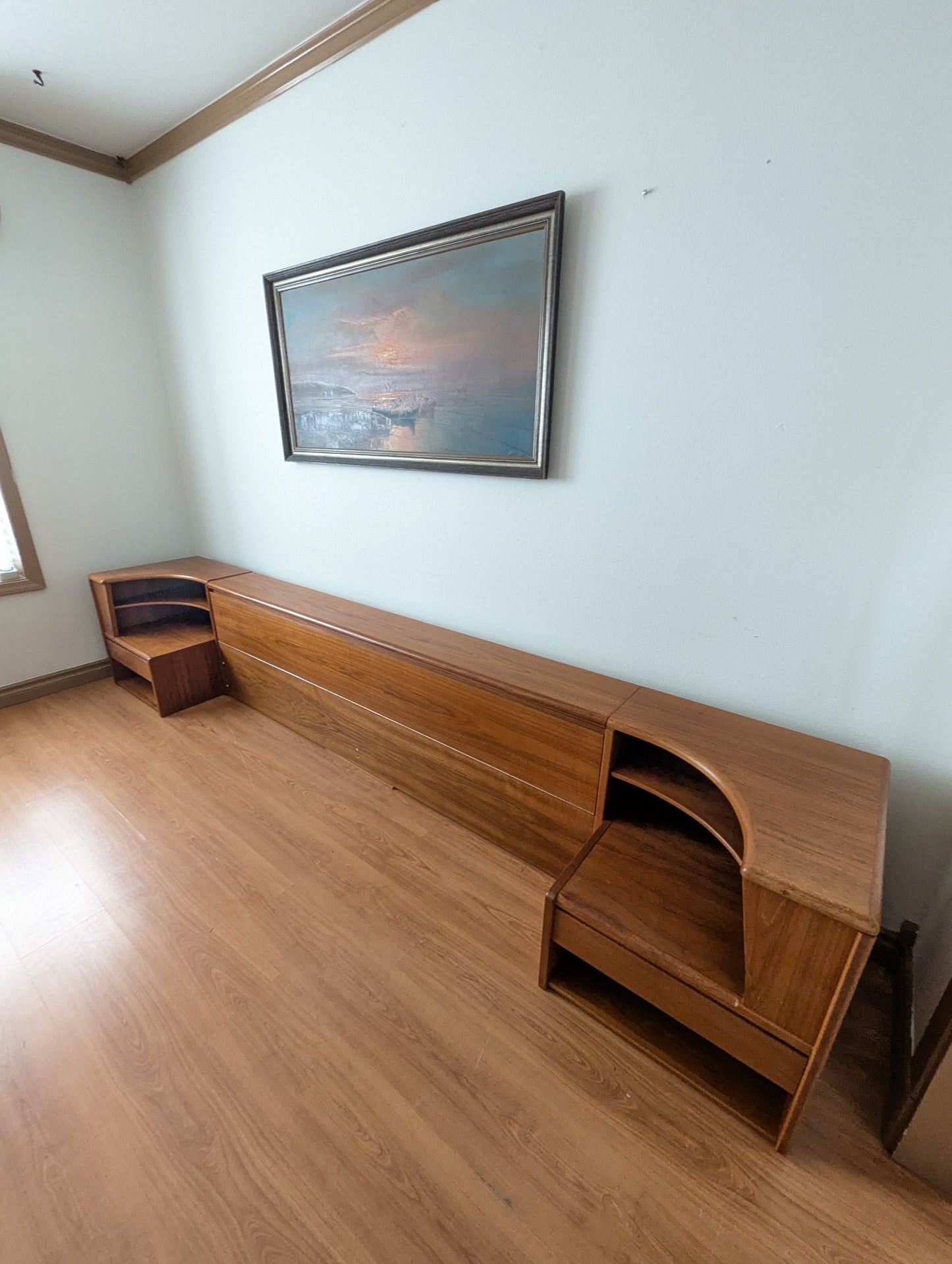 Mid Century Modern Danish Teak King Bed and Nightstands
