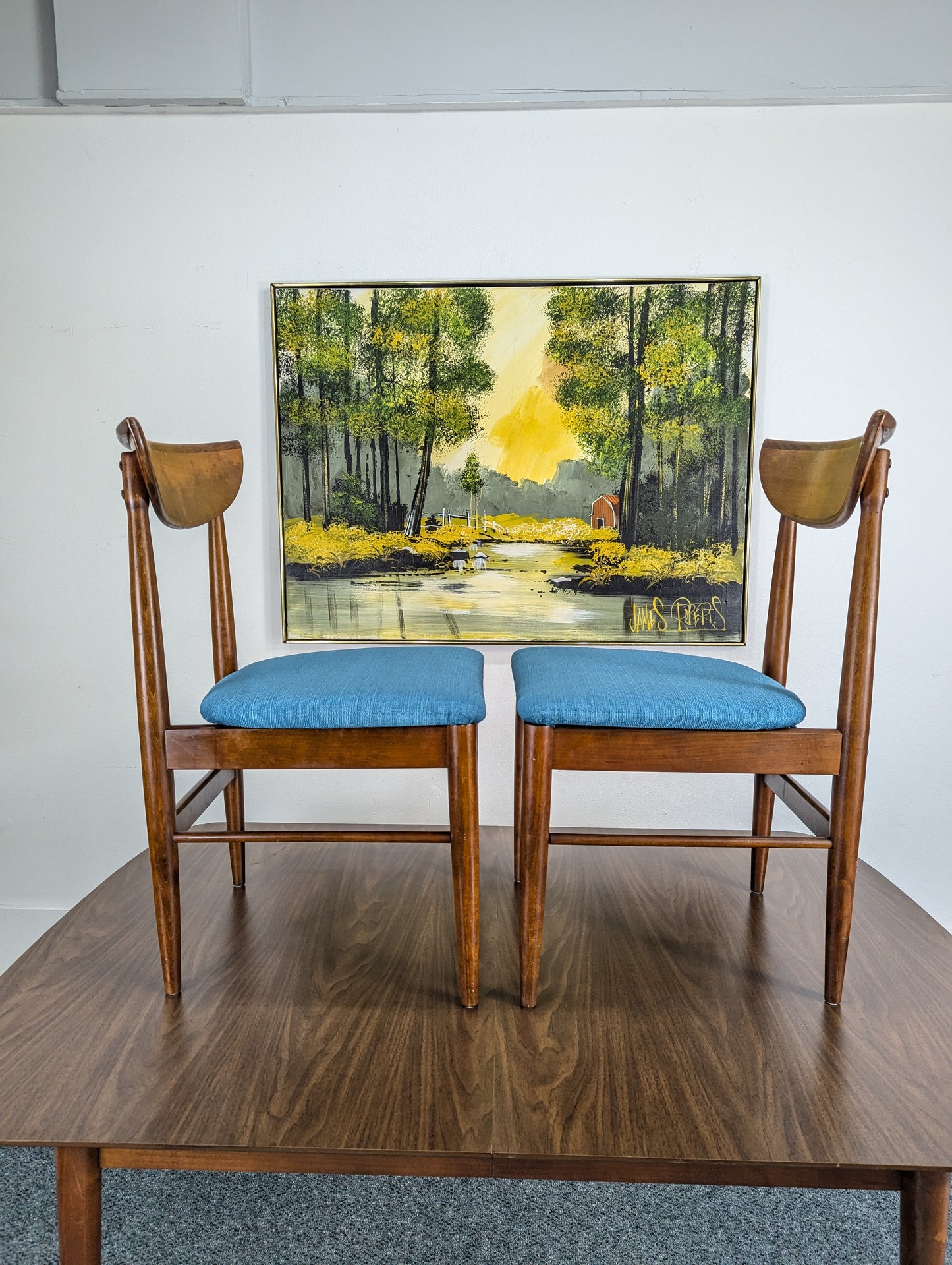 MCM Perception Collection Walnut Dining Table Set by Lane