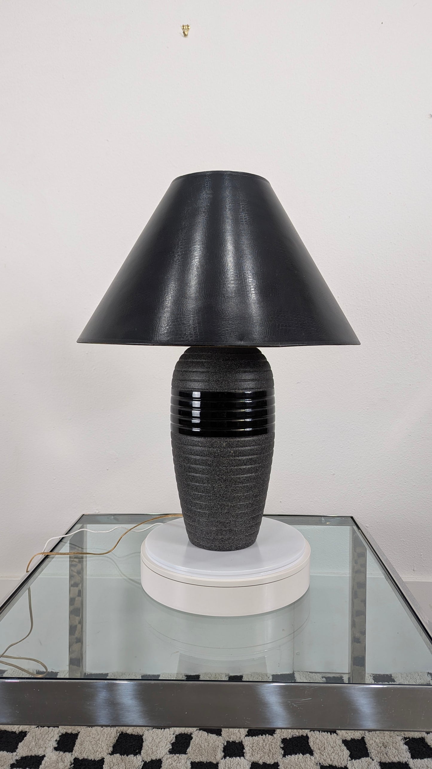 Vintage Postmodern Black Memphis Style Beehive Lamp