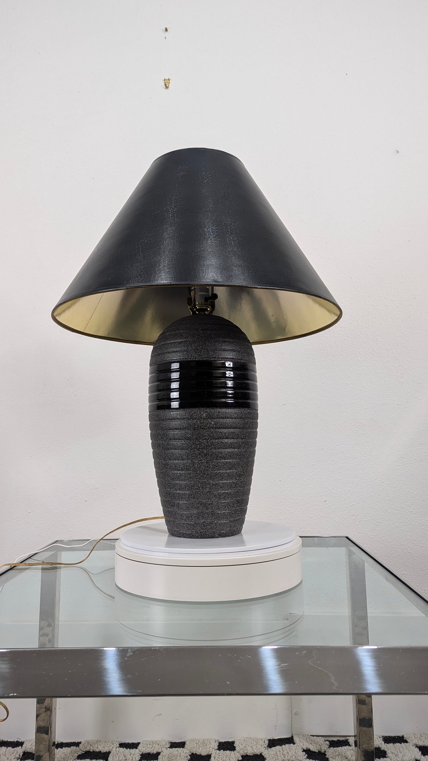 Vintage Postmodern Black Memphis Style Beehive Lamp