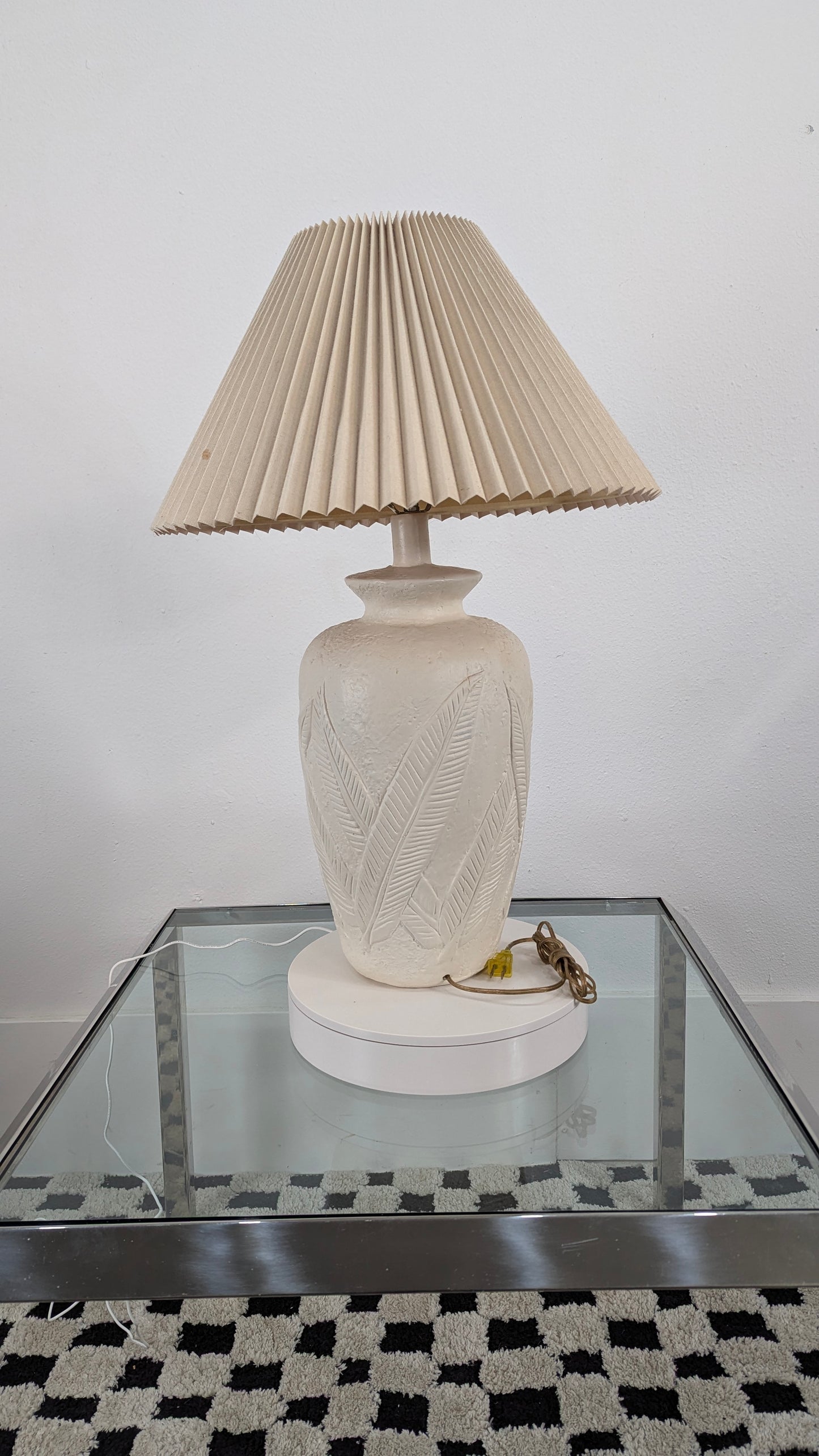 Vintage Postmodern Tessellated Palm Beach Chic Table Lamp