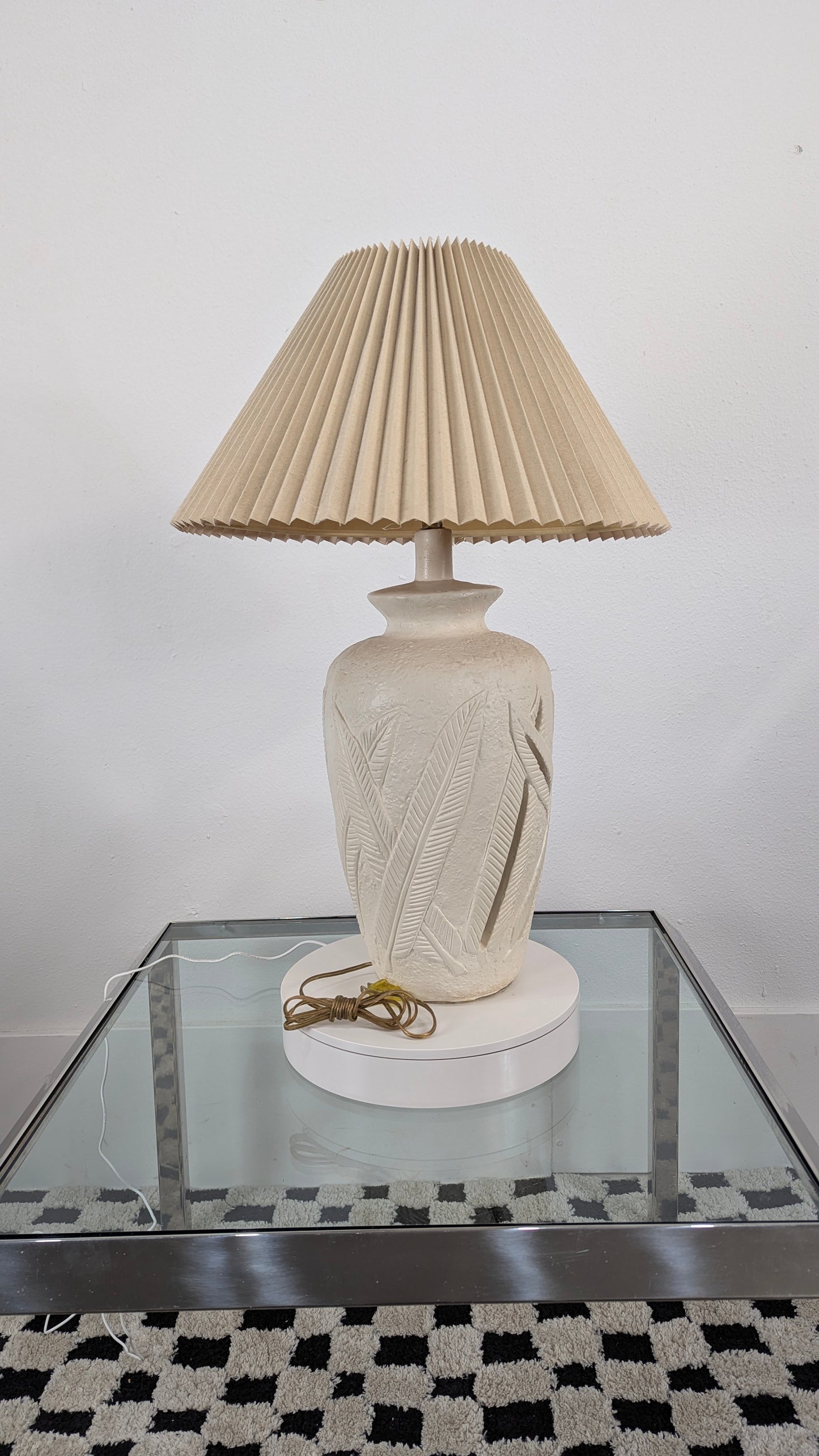 Vintage Postmodern Tessellated Palm Beach Chic Table Lamp